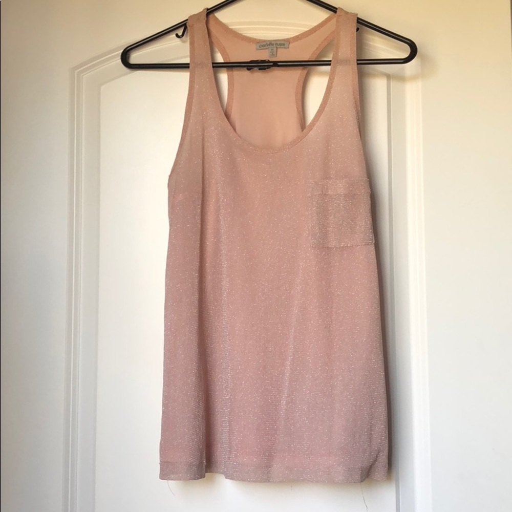 PINK SPARKLY TANK TOP- WORN ONCE- COMFORTABLE